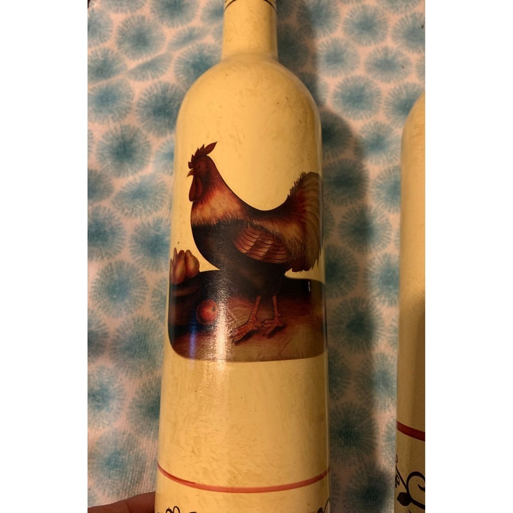 Vintage Style Rooster Ceramic Decorative Wine Bottles Farmhouse Decor‎ Set of 2 - Picture 4 of 8